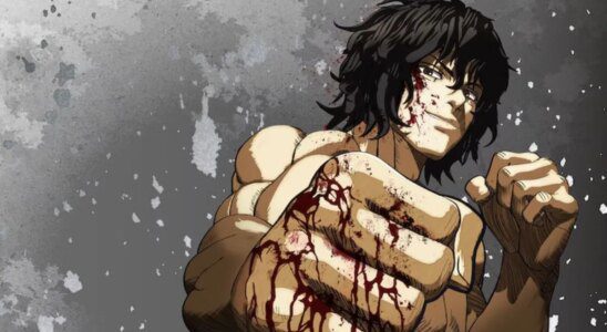 Kengan Ashura with bloody fist in NEtflix anime series poster