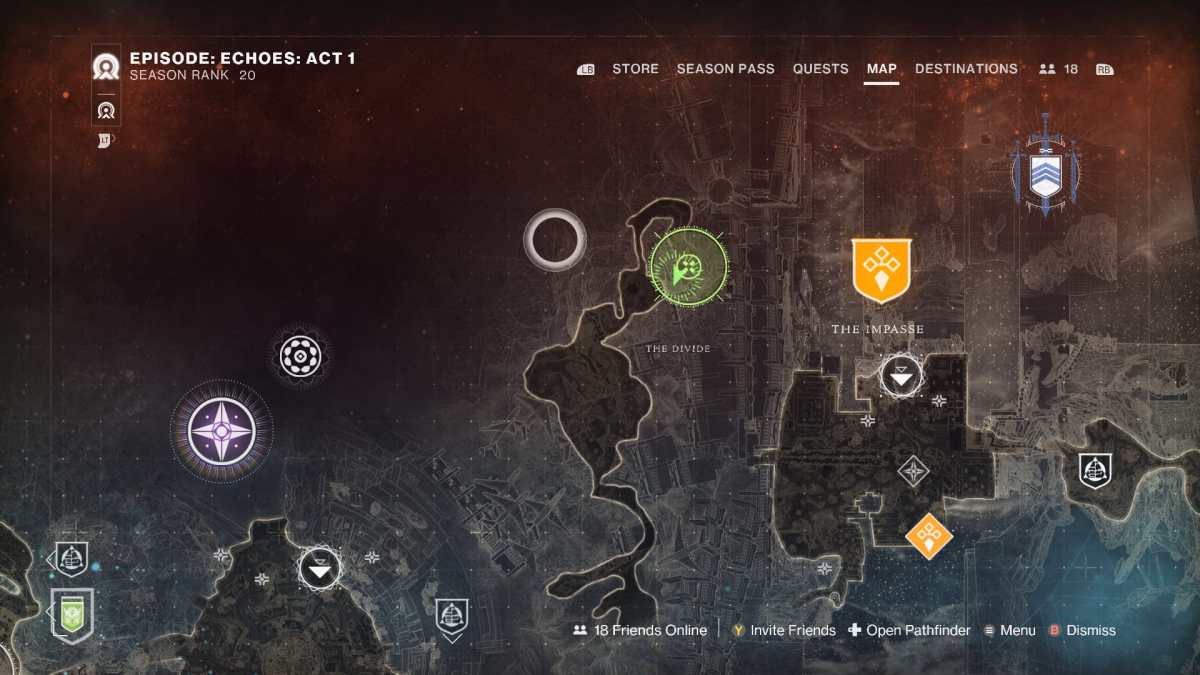 Image de la carte de l'emplacement du coffre dans Destiny 2