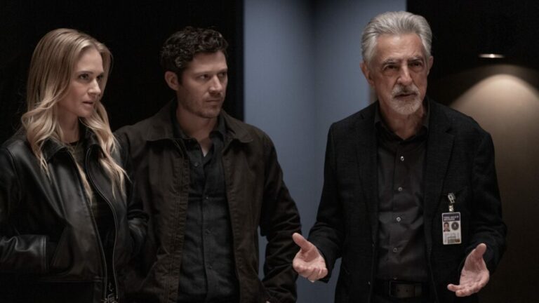 A.J. Cook as Jennifer ‘JJ’ Jareau, Zach Gilford as Elias Voit and Joe Mantegna as David Rossi in 