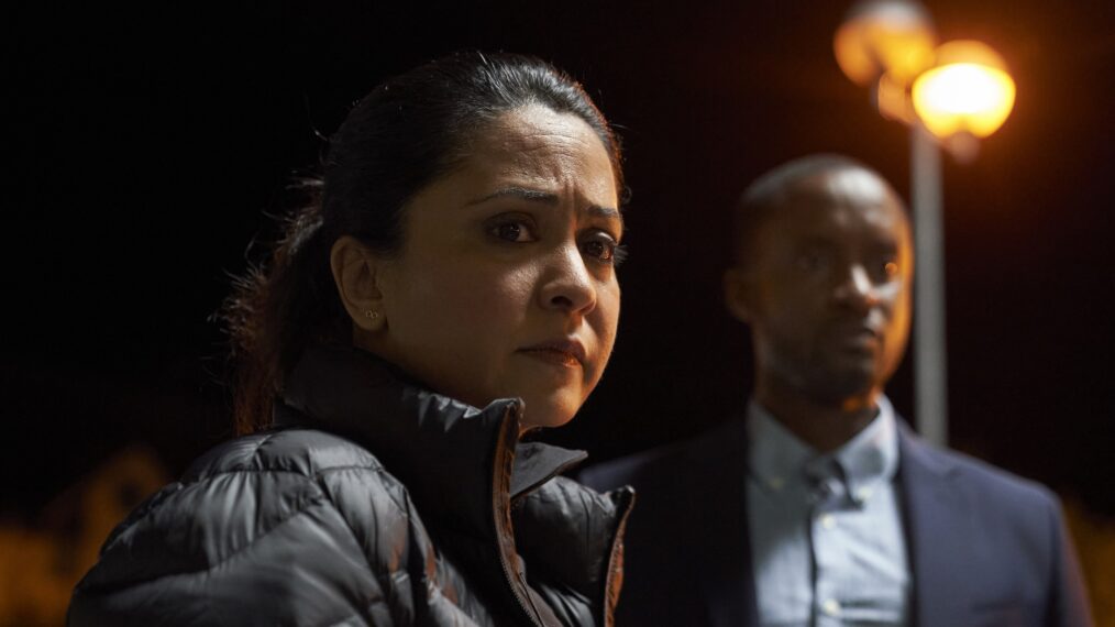 Parminder Nagra as D.I. Rachita Ray; Peter Bankole as D.S. Kwesi Edmund in 