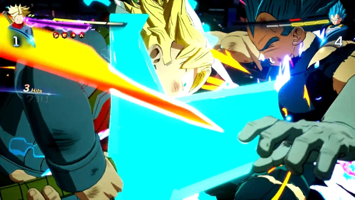 Trunks utilise Spirit Sword sur Vegeta dans Dragon Ball : Sparking !  Zéro