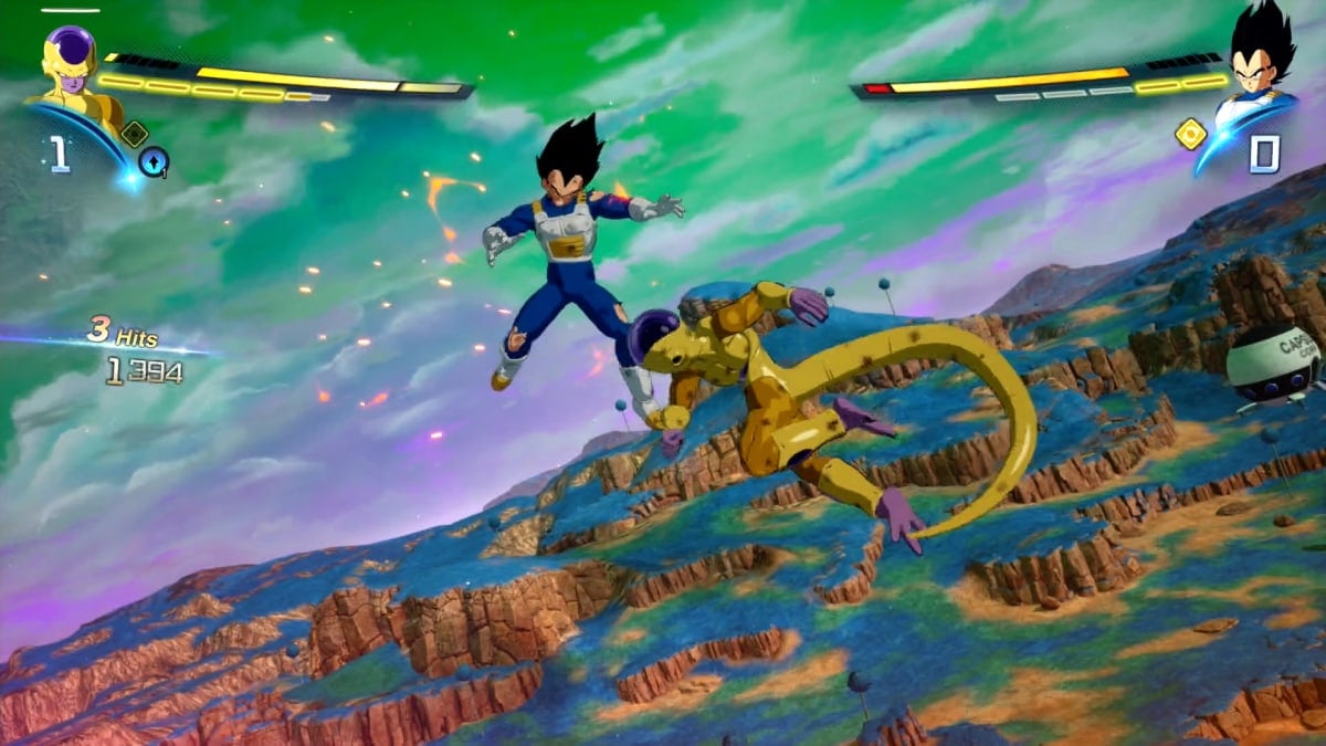 Freezer attaque Vegeta dans Dragon Ball : Sparking !  Zéro