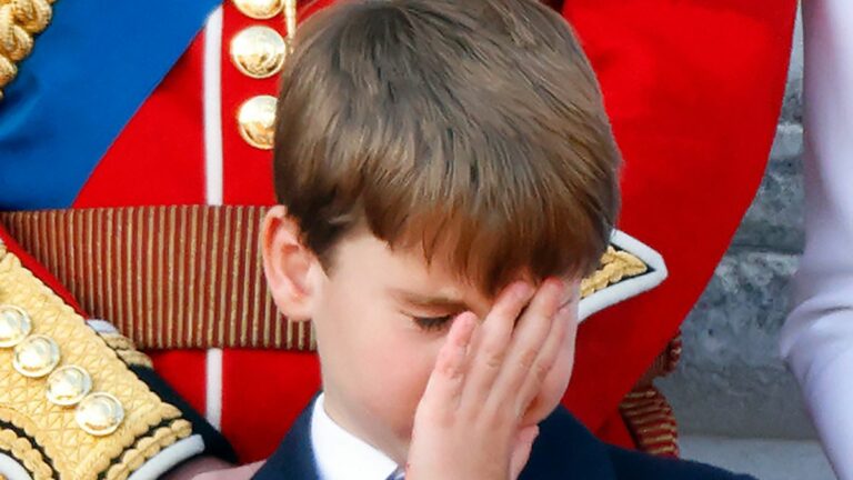 LONDON, UNITED KINGDOM - JUNE 15: Prince Louis of Wales watches an RAF flypast from the balcony of Buckingham Palace after attending Trooping the Colour on June 15, 2024 in London, England. Trooping the Colour, also known as The King