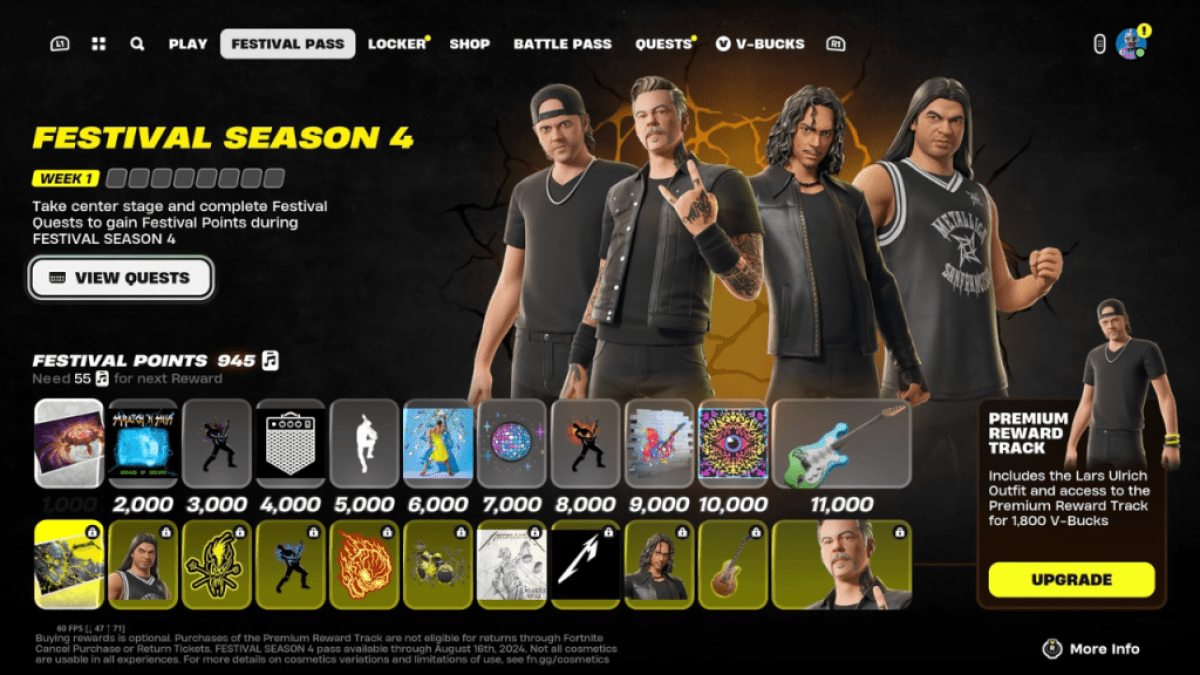 Pass Festival Fortnite Metallica