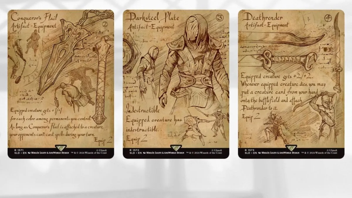 assassins creed magic the gathering secret lair da vinci design close up