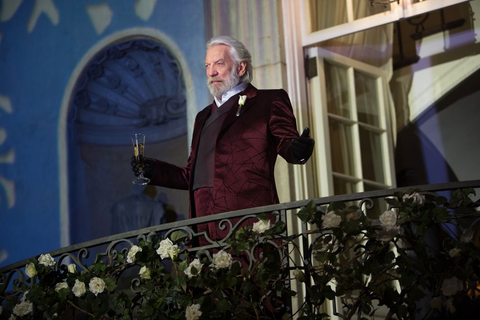 Donald Sutherland en tant que président Snow, les jeux de la faim prennent feu