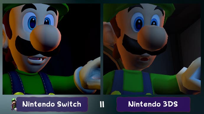 Luigi's Mansion 2 HD sur Switch vs Luigi's Mansion Dark Moon sur capture d'écran de comparaison 3DS, montrant de meilleurs modèles de personnages