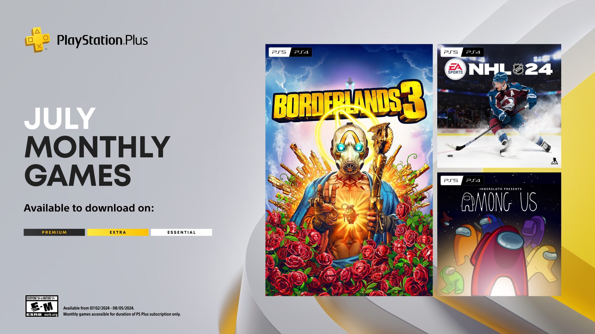 PlayStation Plus Monthly Games for July: Borderlands 3, NHL 24, Among Us