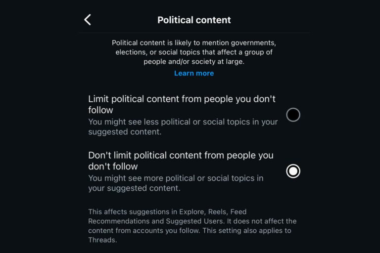 Une « erreur » Meta a brisé le filtre de contenu politique sur Threads et Instagram