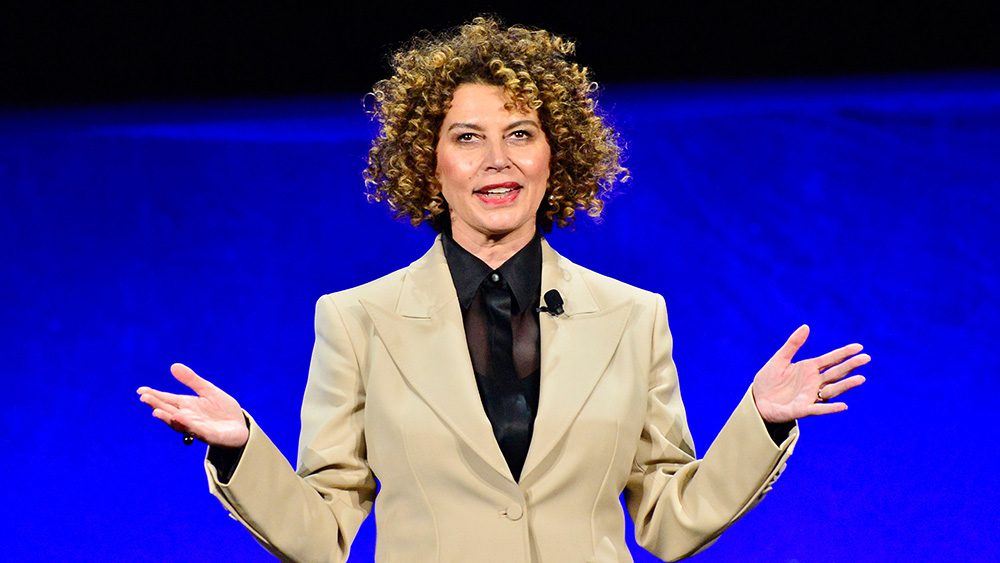 LAS VEGAS, NEVADA - APRIL 10:  Donna Langley, Chairman, NBCU Studio Group & CCO, NBCUniversal Studio Group, speaks onstage during the Universal Pictures and Focus Features Special Presentation, featuring footage from their upcoming slate, during CinemaCon, the official convention of the National Association of Theatre Owners, at Caesars Palace on April 10, 2024 in Las Vegas, Nevada. (Photo by Jerod Harris/Getty Images for CinemaCon)