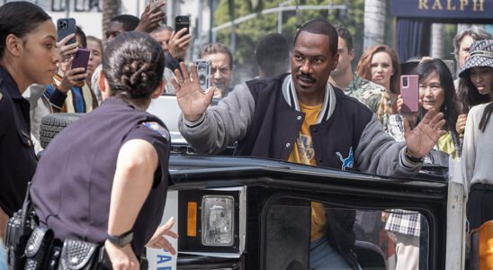 Beverly Hills Cop: Axel F. (Featured L-R) Bria Murphy as Officer Renee Minnick and Eddie Murphy as Axel Foley in Beverly Hills Cop: Axel F. Cr. Melinda Sue Gordon/Netflix ©2023.