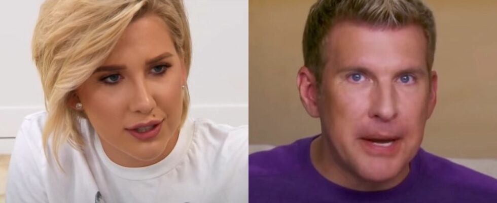 Savannah Chrisley has a conversation, while Todd Chrisley talks during a confessional on Chrisley Knows Best