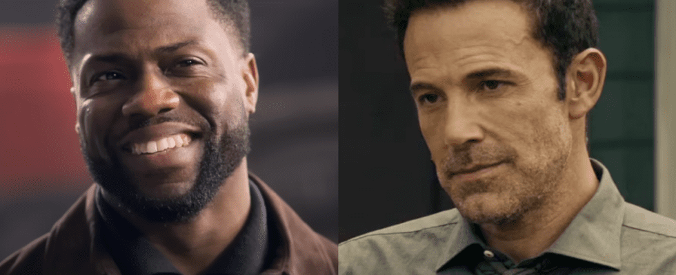 Kevin Hart smiles in Lift and Ben Affleck looks unenthused in Hypnotic