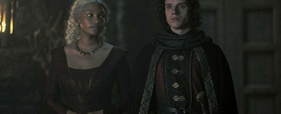 Bethany Antonia as Baela and Harry Collett as Jace in House of the Dragon Season 2