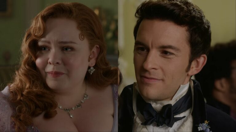 Nicola Coughlan and Jonathan Bailey in Bridgerton Season 3