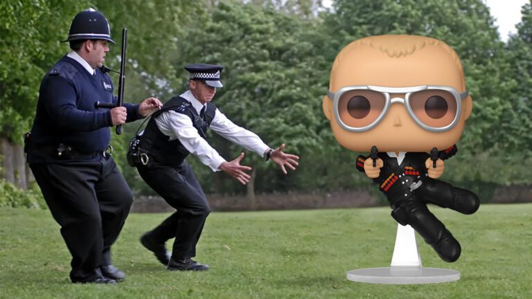 Le nouveau Hot Fuzz Funko POP tire deux armes tout en sautant dans les airs [Exclusive]
