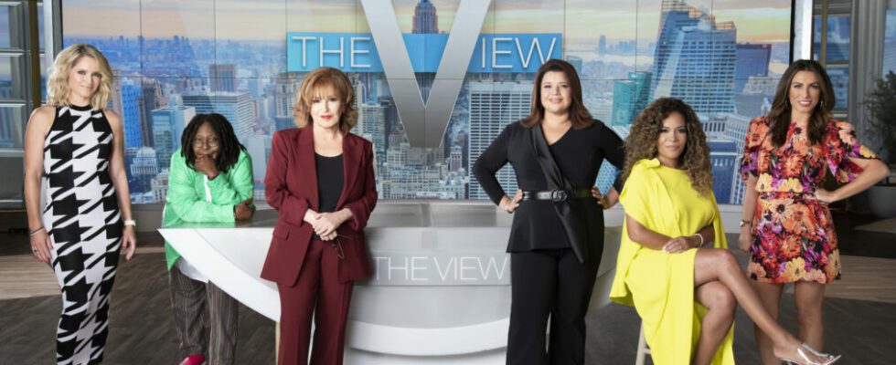 Sara Haines, Whoopi Goldberg, Joy Behar, Ana Navarro, Sunny Hostin, and Alyssa Farah Griffin for