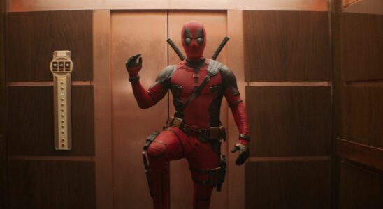 Deadpool in elevator in Deadpool & Wolverine