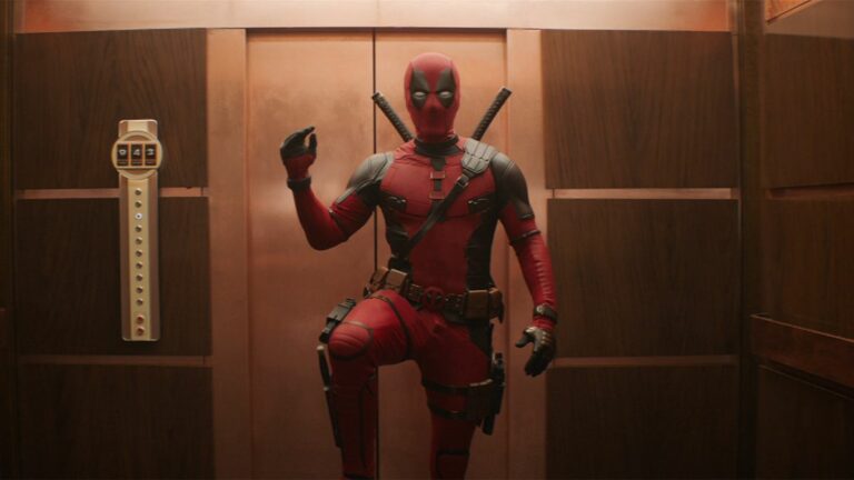 Deadpool in elevator in Deadpool & Wolverine