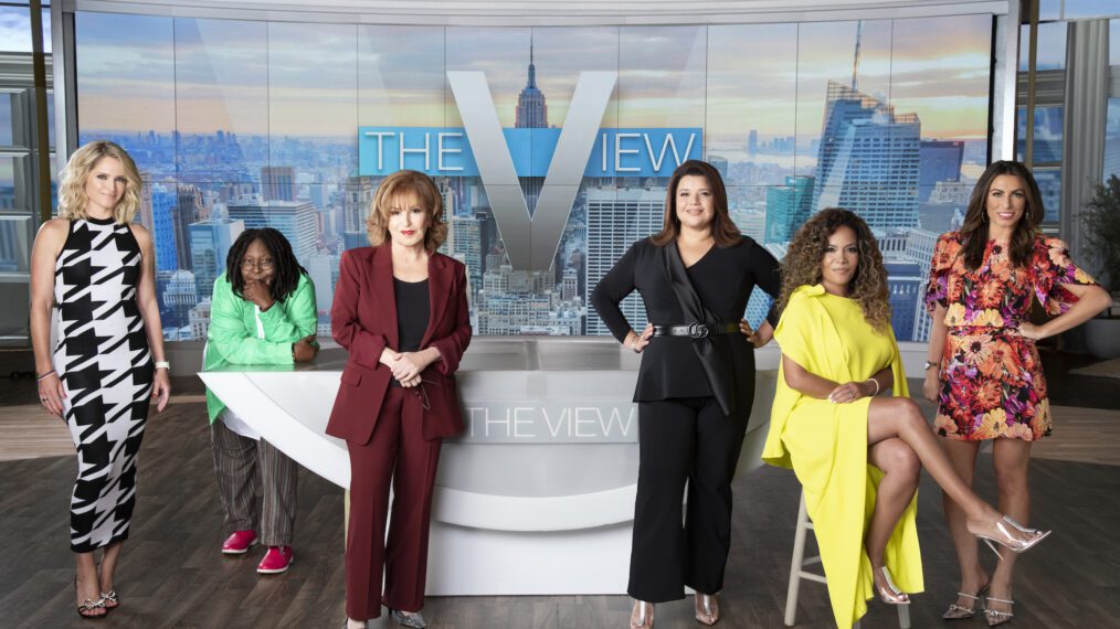 Sara Haines, Whoopi Goldberg, Joy Behar, Ana Navarro, Sunny Hostin, and Alyssa Farah Griffin for 