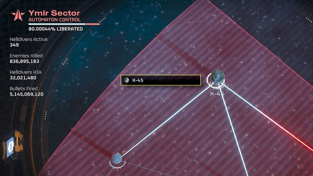 Image Helldivers 2 de la planète X-45 dans le secteur Yimr