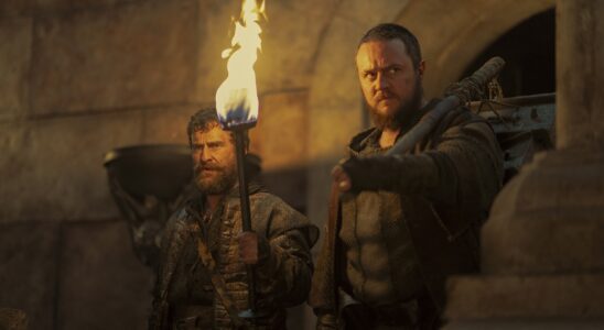 Mark Stobbart (Cheese) and Sam C. Wilson (Blood) in HBO's House of the Dragon