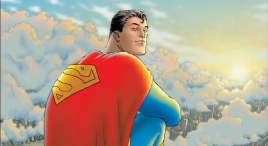 Superman sitting on a cloud