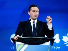 Le chef du Parti conservateur Pierre Poilievre lors d'un événement à Ottawa le 11 avril.