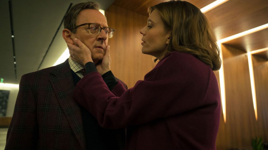 Michael Emerson as Leland Townsend and Katja Herbers as Kristen Bouchard appearing in Evil episode 1, season 4,