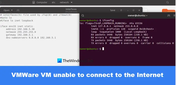 VMWare VM incapable de se connecter à Internet