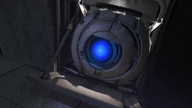 Un gros plan de Wheatley de Portal 2.