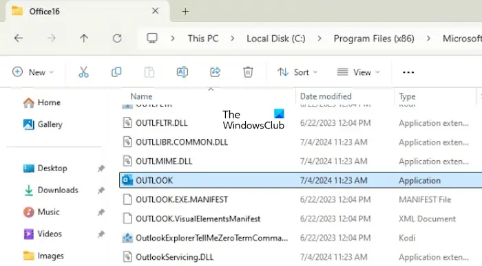 Créer un raccourci sur le bureau Outlook