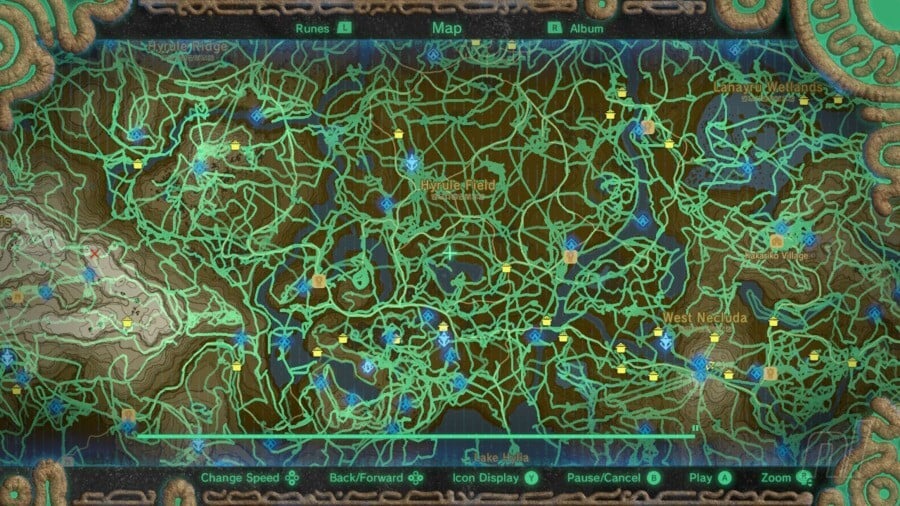 Carte du chemin du héros de BOTW