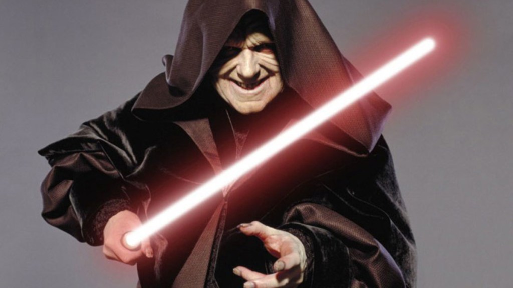 Dark Sidious avec son sabre laser rouge