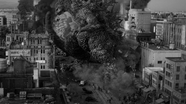 Godzilla Minus One Minus Attaque de la ville en couleur 