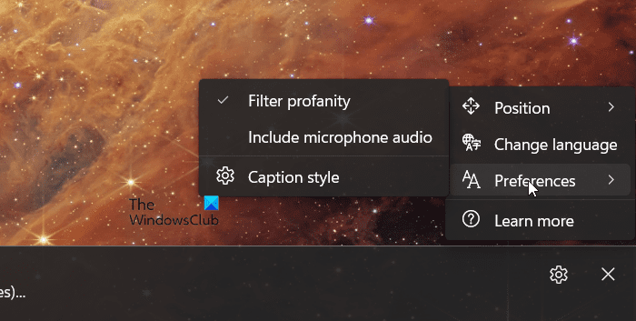 Activer ou désactiver le filtre de blasphème des sous-titres en direct dans Windows 11