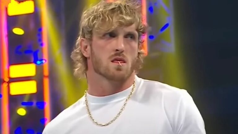 Logan Paul staring down an opponent during a WWE event