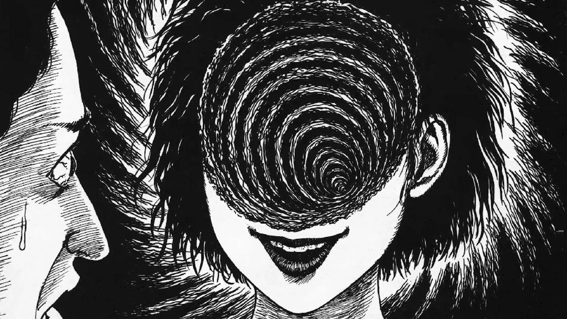 A spiral appears in a woman's face in Uzumaki