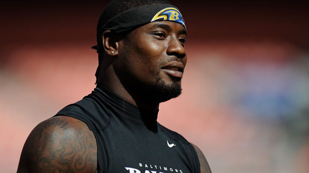 CLEVELAND, OH - SEPTEMBER 21: Jacoby Jones #12 of the Baltimore Ravens warms up before the game against the Cleveland Browns at FirstEnergy Stadium on September 21, 2014 in Cleveland, Ohio. The Ravens defeat the Browns 23-21. (Photo by Maddie Meyer/Getty Images)