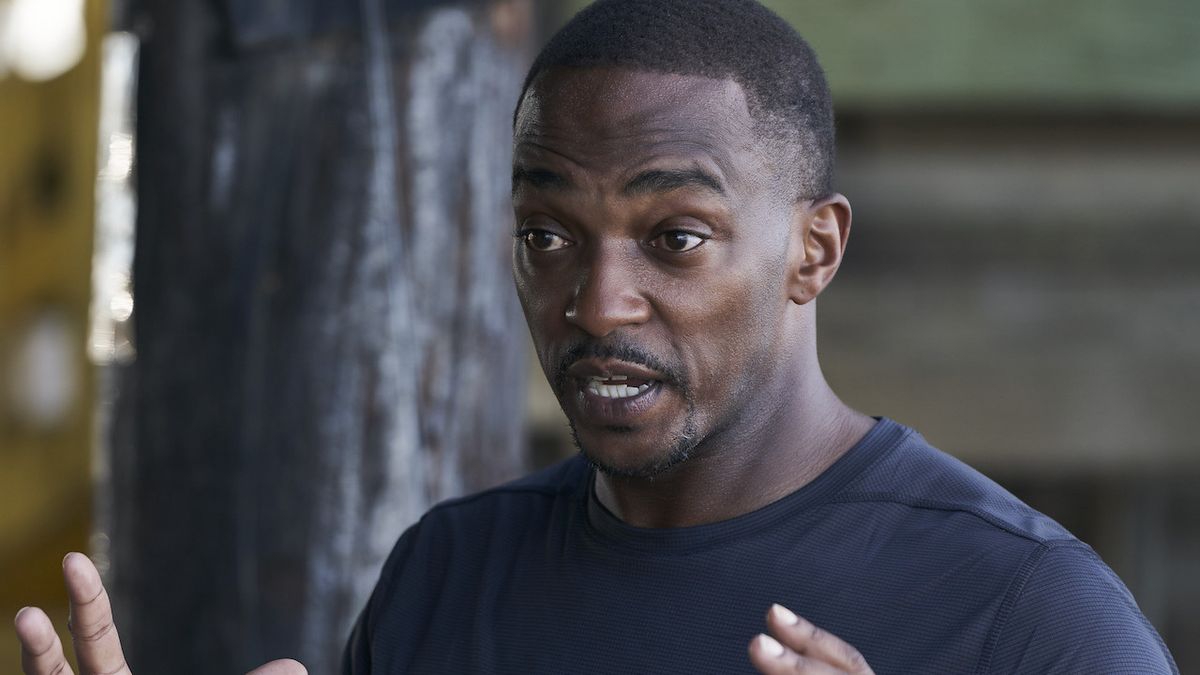 Anthony Mackie asking a shark-related question in NatGeo