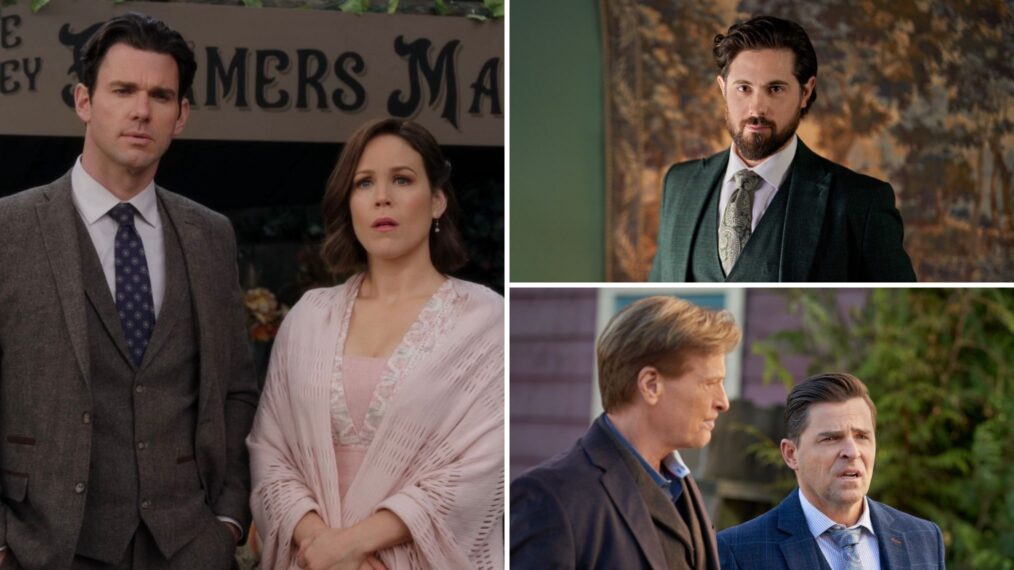 Kevin McGarry as Nathan and Erin Krakow as Elizabeth, Chris McNally as Lucas, and Jack Wagner as Bill and Kavan Smith as Lee in 