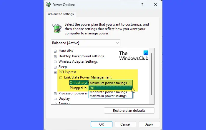 Options d'alimentation PCI Express