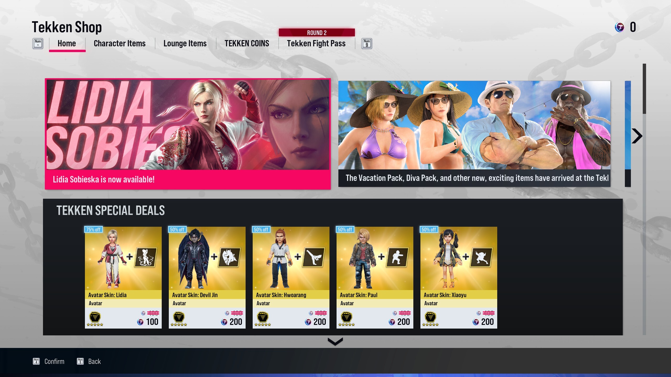 La boutique Tekken remplie de microtransactions