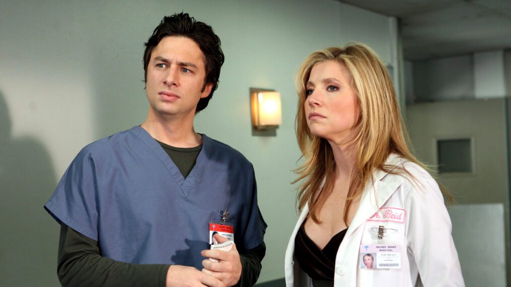 Zach Braff and Sarah Chalke in Scrubs