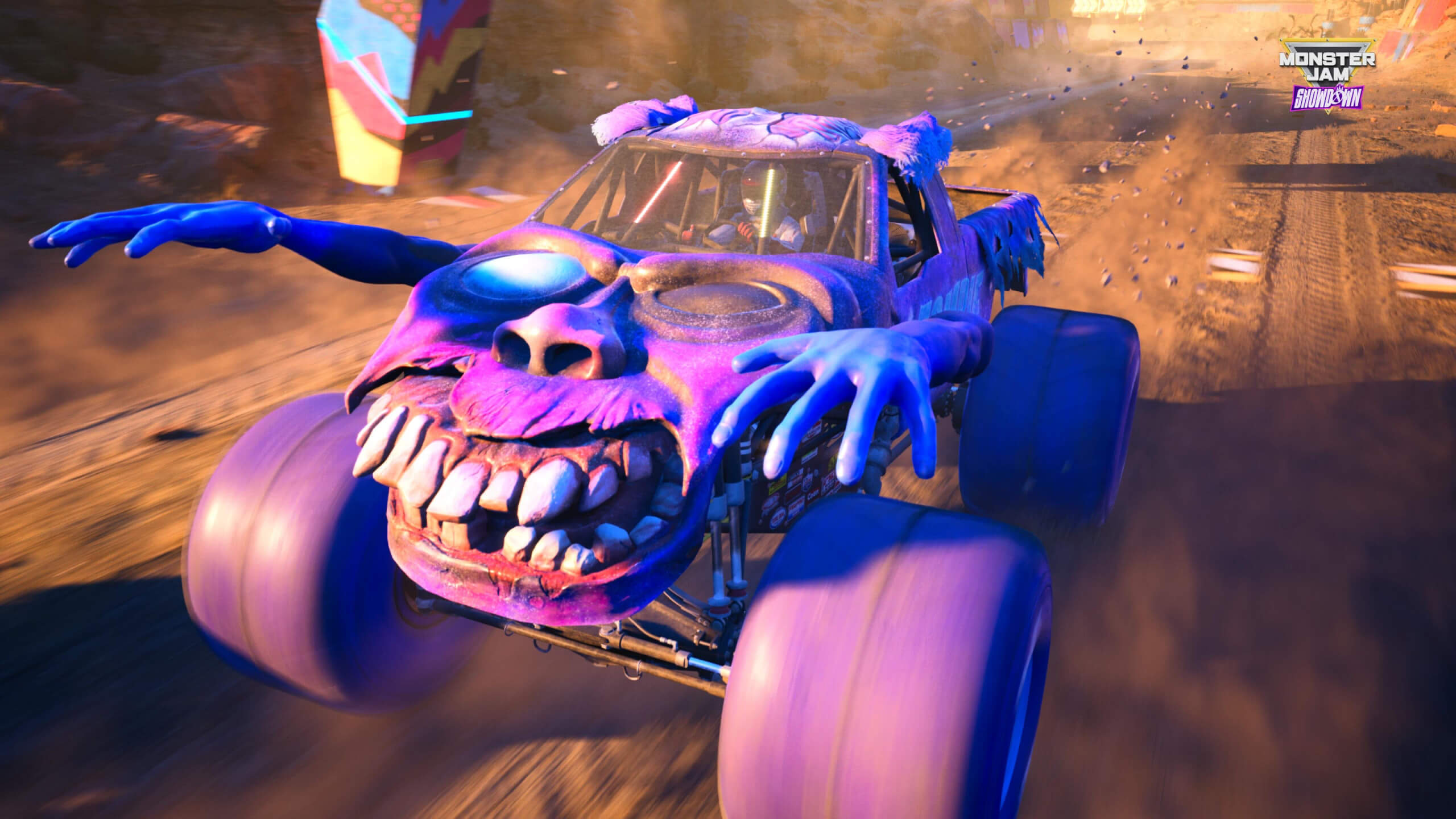 Capture d'écran de Monster Jam Showdown : Le Monster Truck Zombie montrant l'une de ses livrées alternatives, ceci a été pris avec le mode photo du jeu