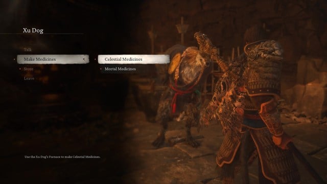 Comment débloquer la fabrication de médicaments dans Black Myth Wukong - Menu de médecine céleste