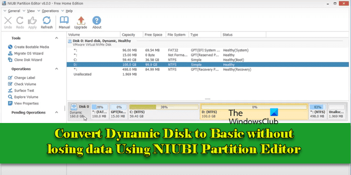 Comment convertir un disque dynamique en disque de base sans perdre de données à l’aide de NIUBI Partition Editor