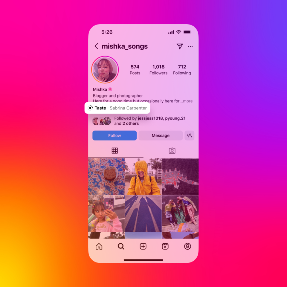 La nouvelle fonctionnalité musicale d'Instagram sur l'écran du téléphone. 