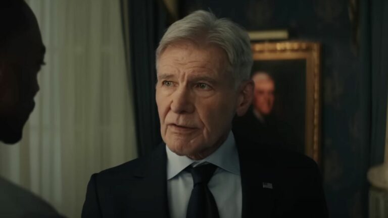 President Ross (Harrison Ford) has a conversation with Sam Wilson in Captain America: Brave New World