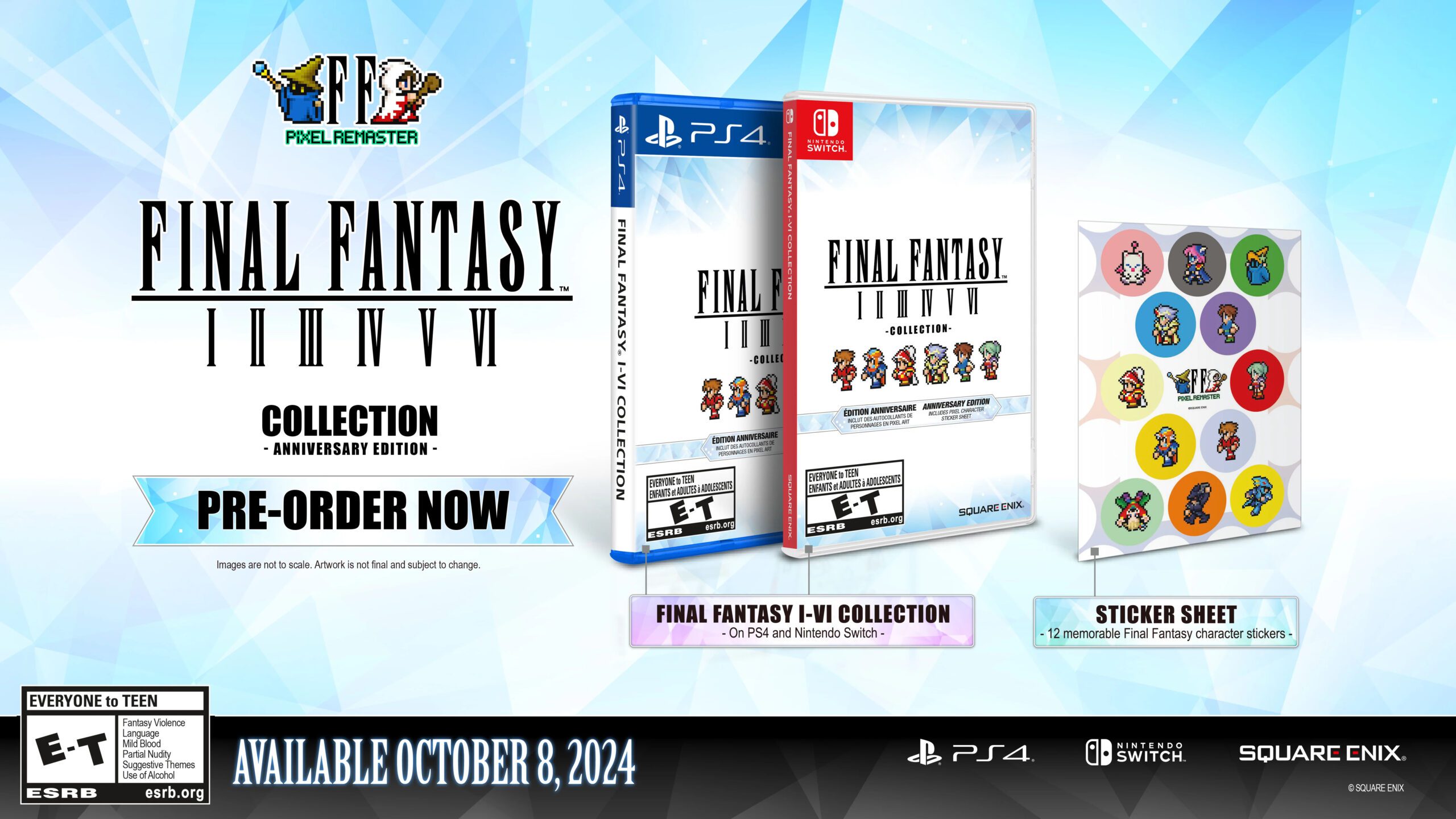 Final Fantasy I-VI Pixel Remaster Collection - sortie en magasin pour PS4, Switch le 8 octobre en Occident
